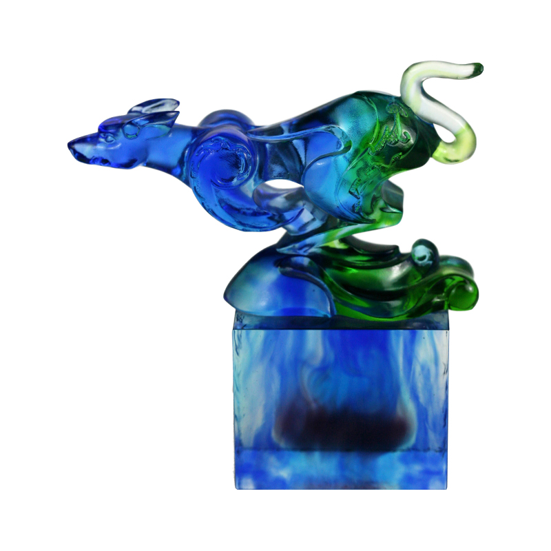 Kék-zöld klasszikus üvegpecsét dísz