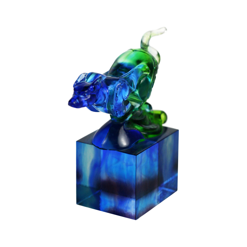 Kék-zöld klasszikus üvegpecsét dísz