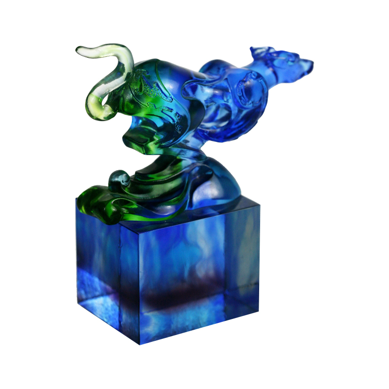 Kék-zöld klasszikus üvegpecsét dísz