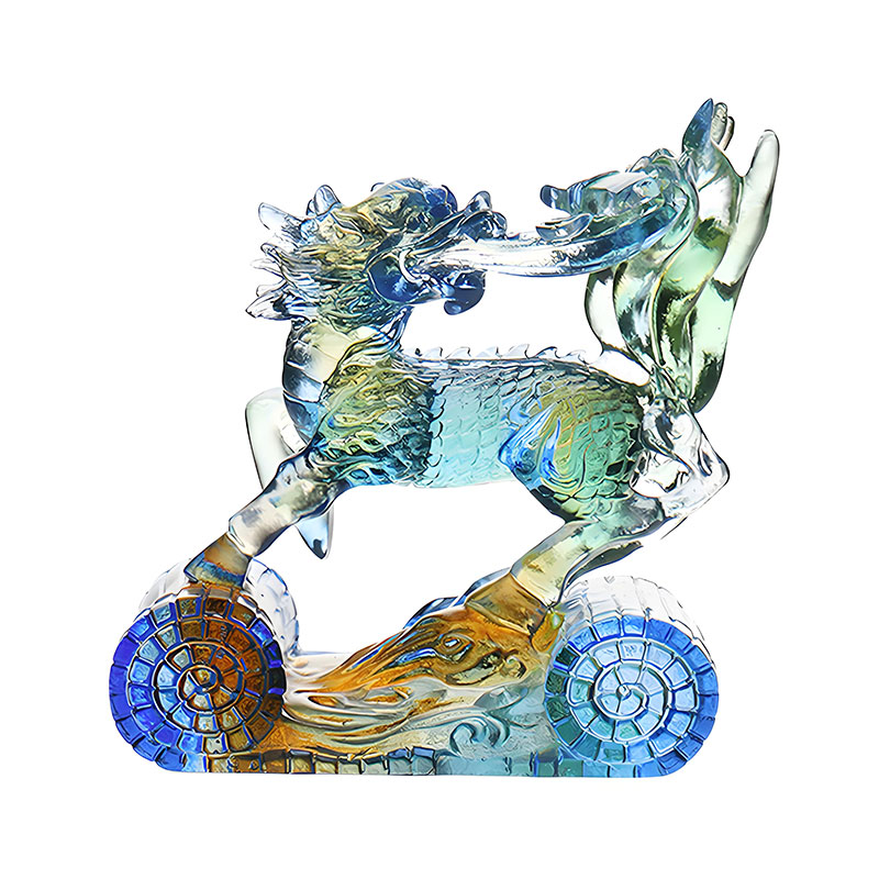 Wisdom Kirin kék borostyán zöld színű üvegkristály dísz