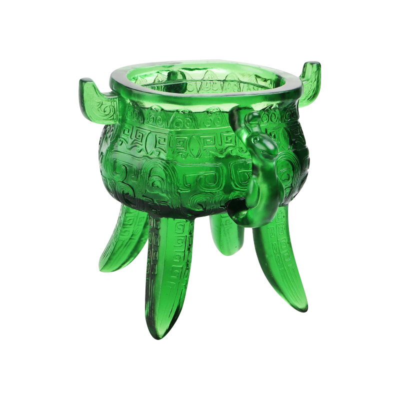 Smaragdzöld kristályüveg állvány fül alakú fogantyúkkal