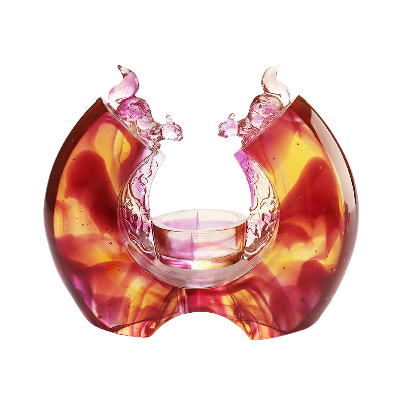 Lila színű mázas gyertyatartó