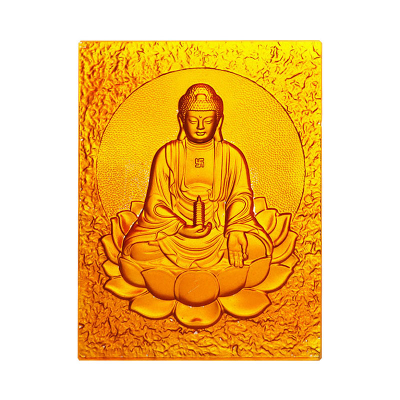 Keleti gyógyászat Buddha aranykristályos üvegtégla