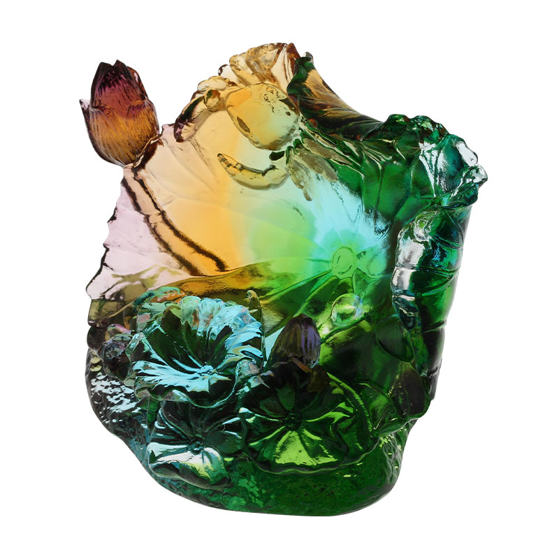 Lótuszlevél üveg szobor díszek