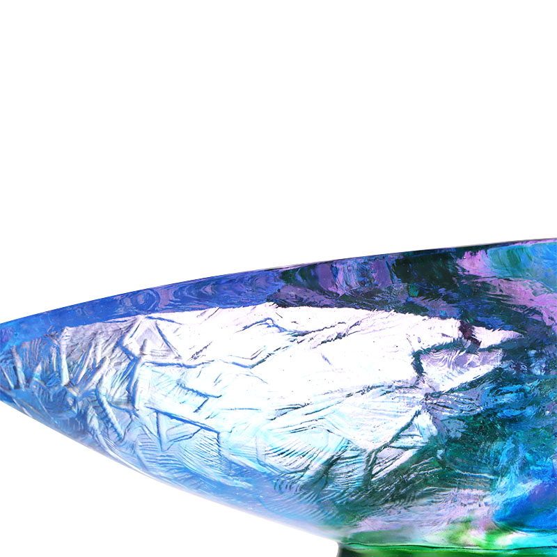 Kristályüveg gyümölcstál madár díszítéssel