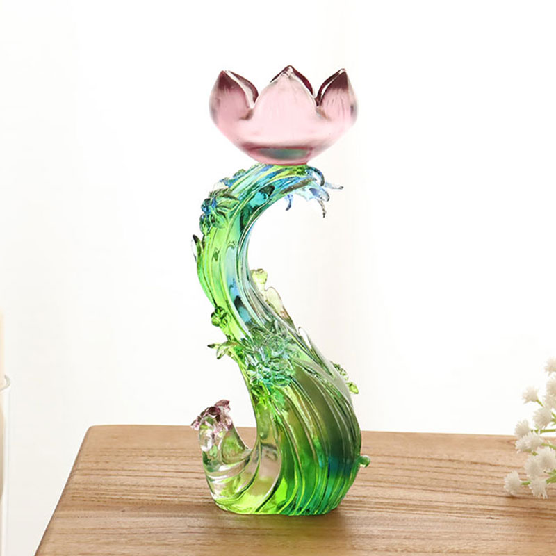 Crystal Glass Lotus alakú gyertyatartó