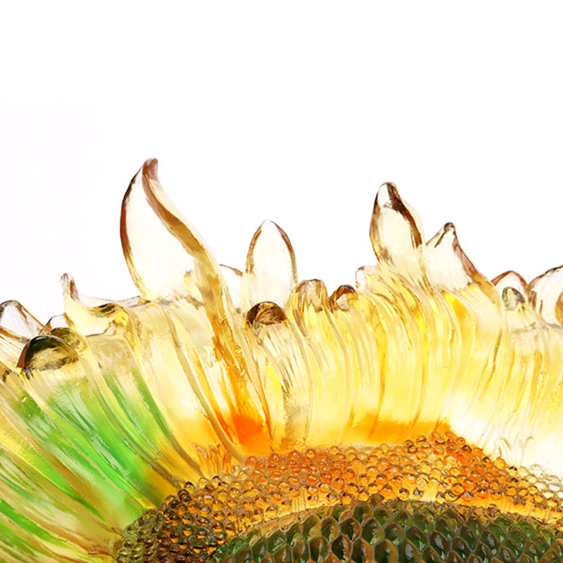 Napraforgó alakú színes mázas üveg gyümölcstálca