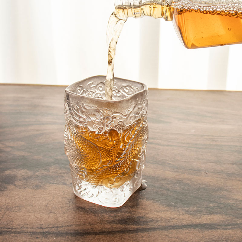 Antik Dragon relief üveg boros csésze teáscsésze