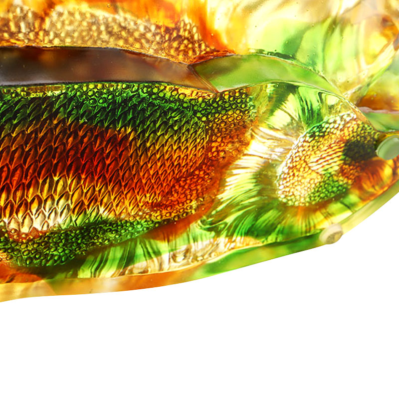 Napraforgó alakú színes mázas üveg gyümölcstálca