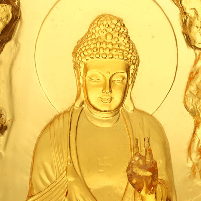 Három nyugati szent Buddha üvegfigurák szobra