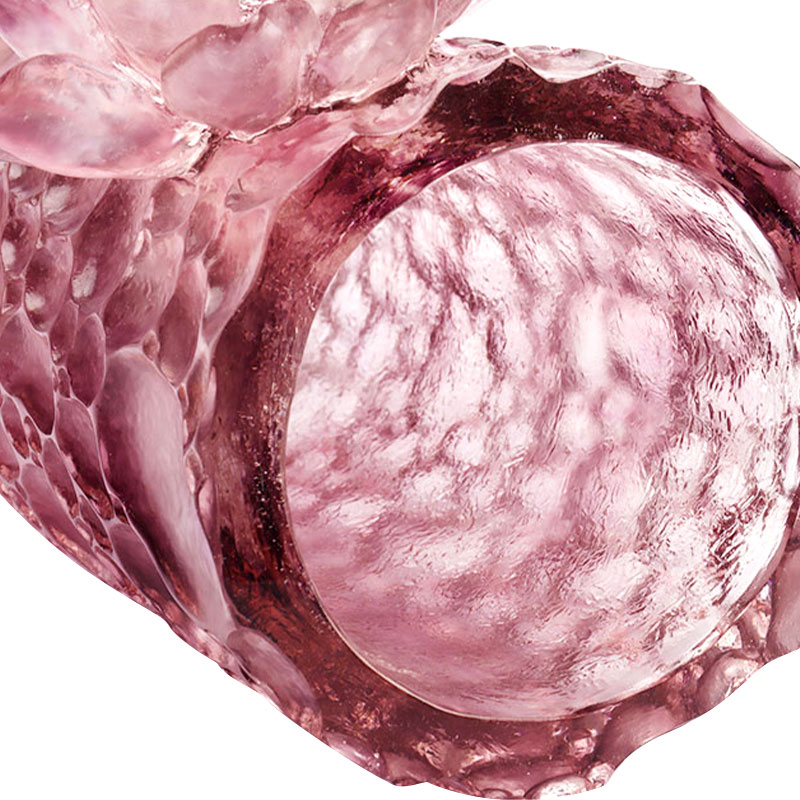 Kavicsos textúrájú lila rózsaszín üvegváza