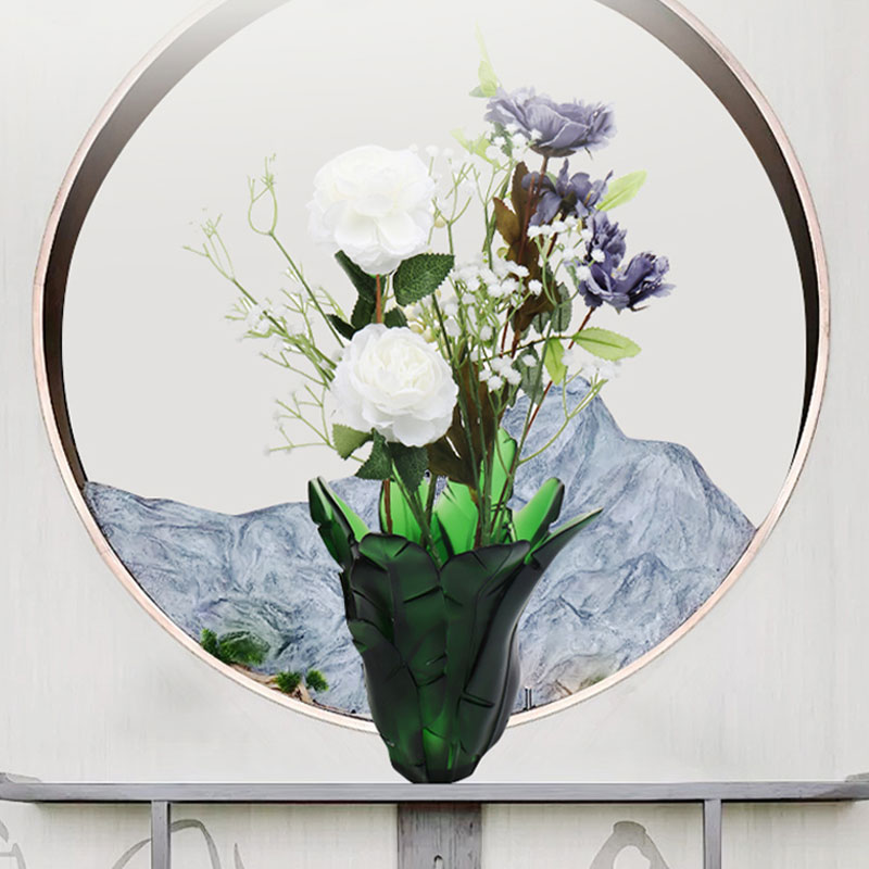 Lakásdekorációs zöld banánlevél üvegváza