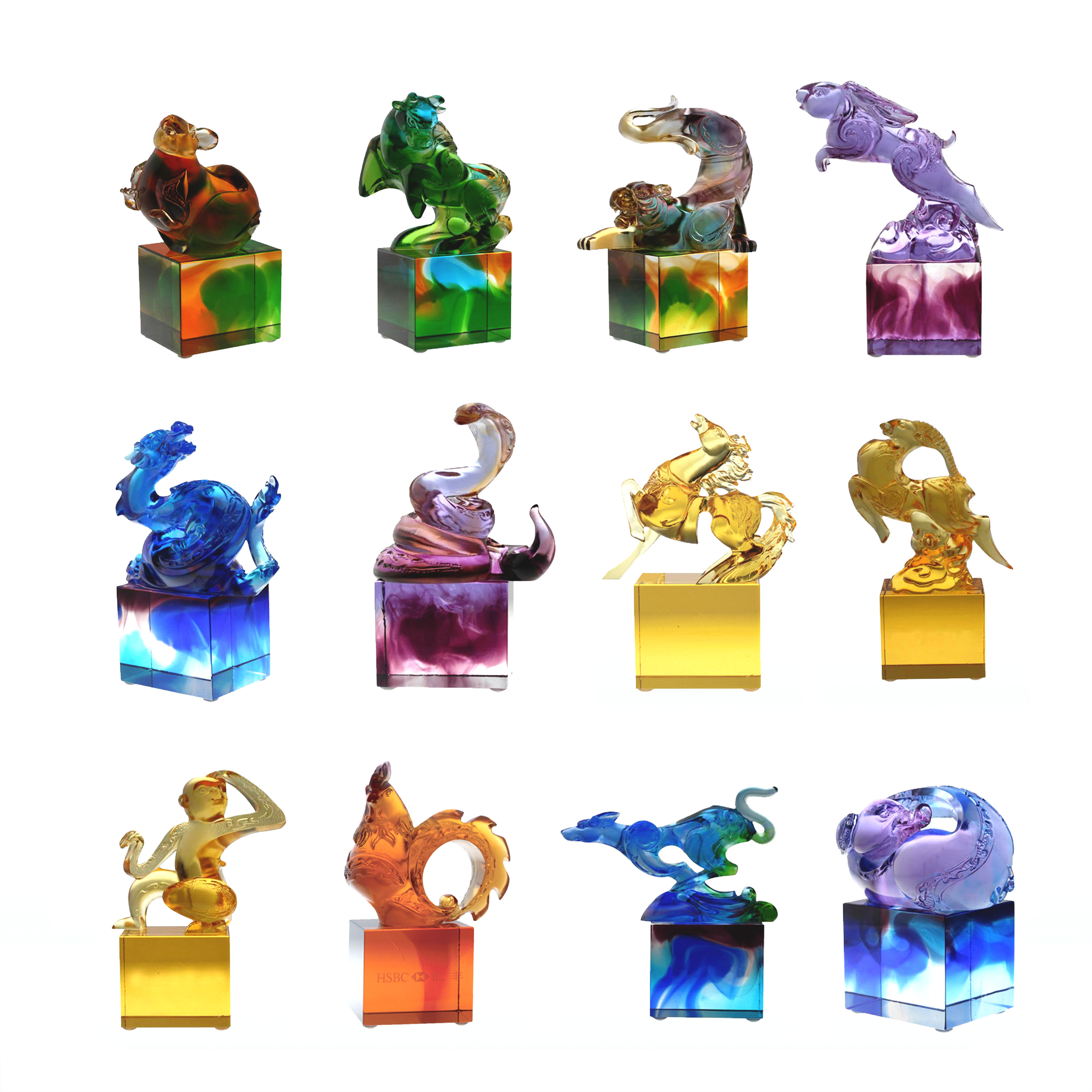 Kék-zöld klasszikus üvegpecsét dísz