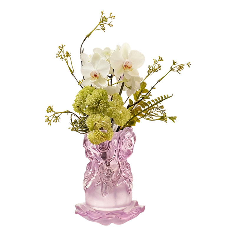 Lost-Wax öntési eljárással készült üveg lakberendezési kristályüveg váza „Rózsa váza”